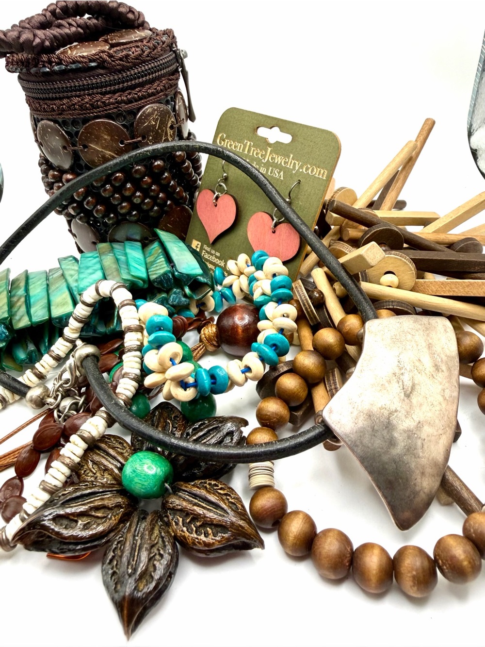 GreenTree Jewelry Turquoise & Brown Boho Necklace Set